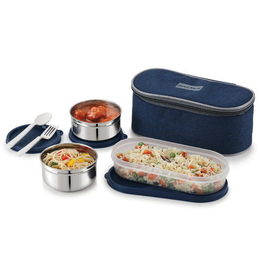 3 Leakproof Office Lunch Box with Bag, 1150 ml