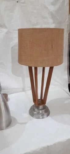 Wood and Aluminum Base Table Lamp