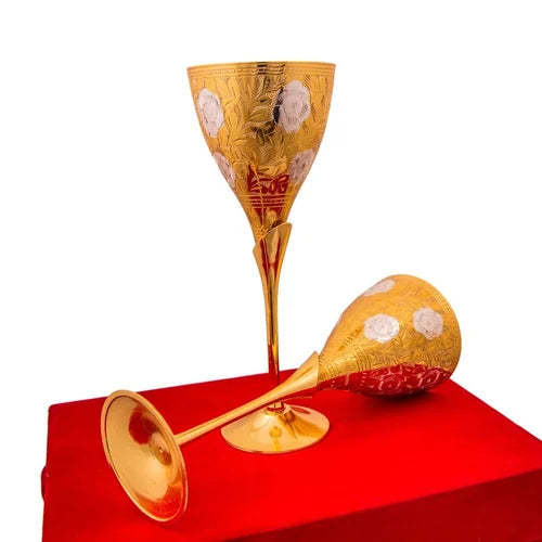 Copy of Brass Wine Glass Gift Set with Velvet Box for Home Decor, Serving wineBrass Wine Glass Set