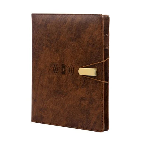 Standard Light Brown Leather Finished 8000mAh Power Bank Diary with 16gb Pendrive