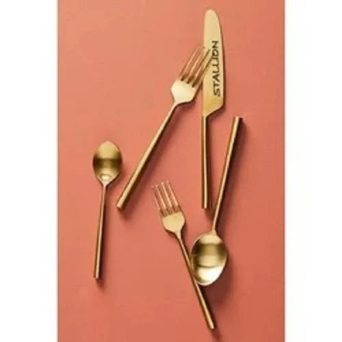 Steel Gold Cutlery Set