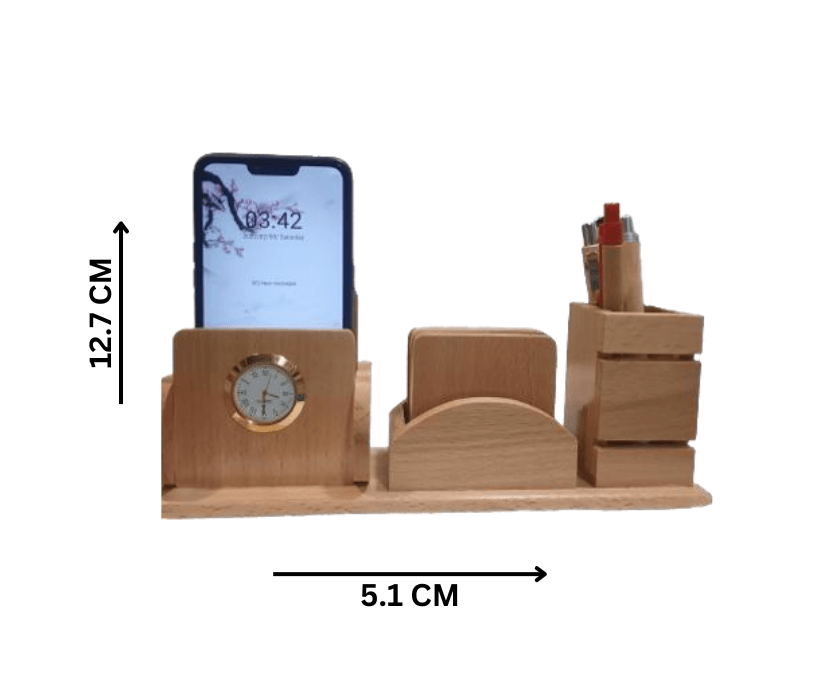 Wooden office desk supplies holder organiser