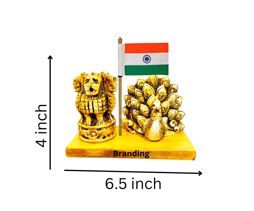 India Flag With Peacock and Ashoka Pen Stand
