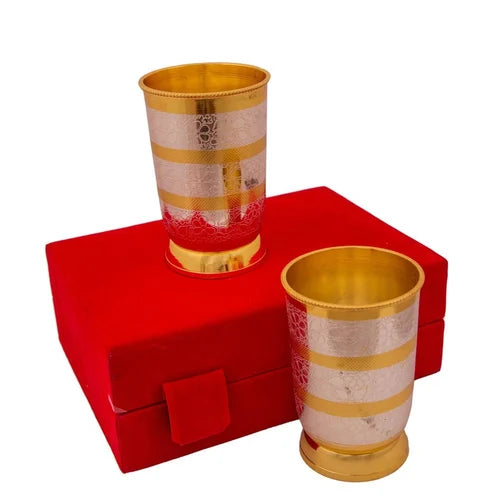 Traditional Silver And Gold Plated Glass Set