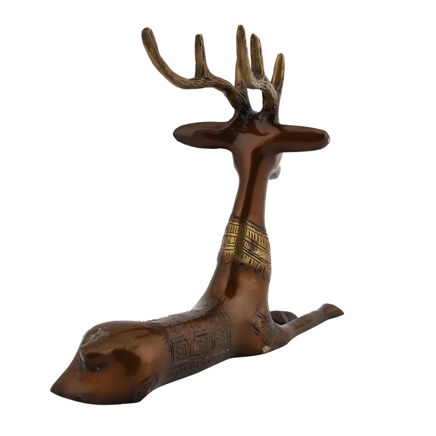 Art Brass Deer Sitting Statue