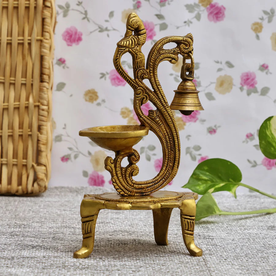 Art Brass Peacock Diya (Type 8)