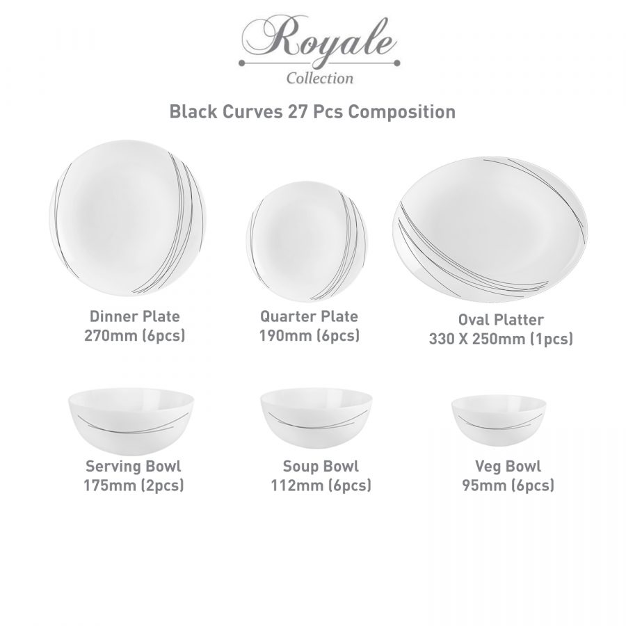 Black Curves Royale Series Dinner Set
