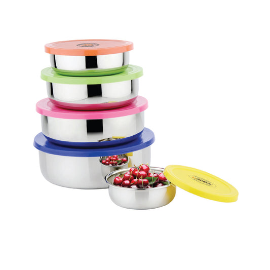 Multicolor Bowl Set of 5 with Lid