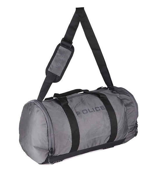 Unisex Grey Black Solid Training Duffel Bag