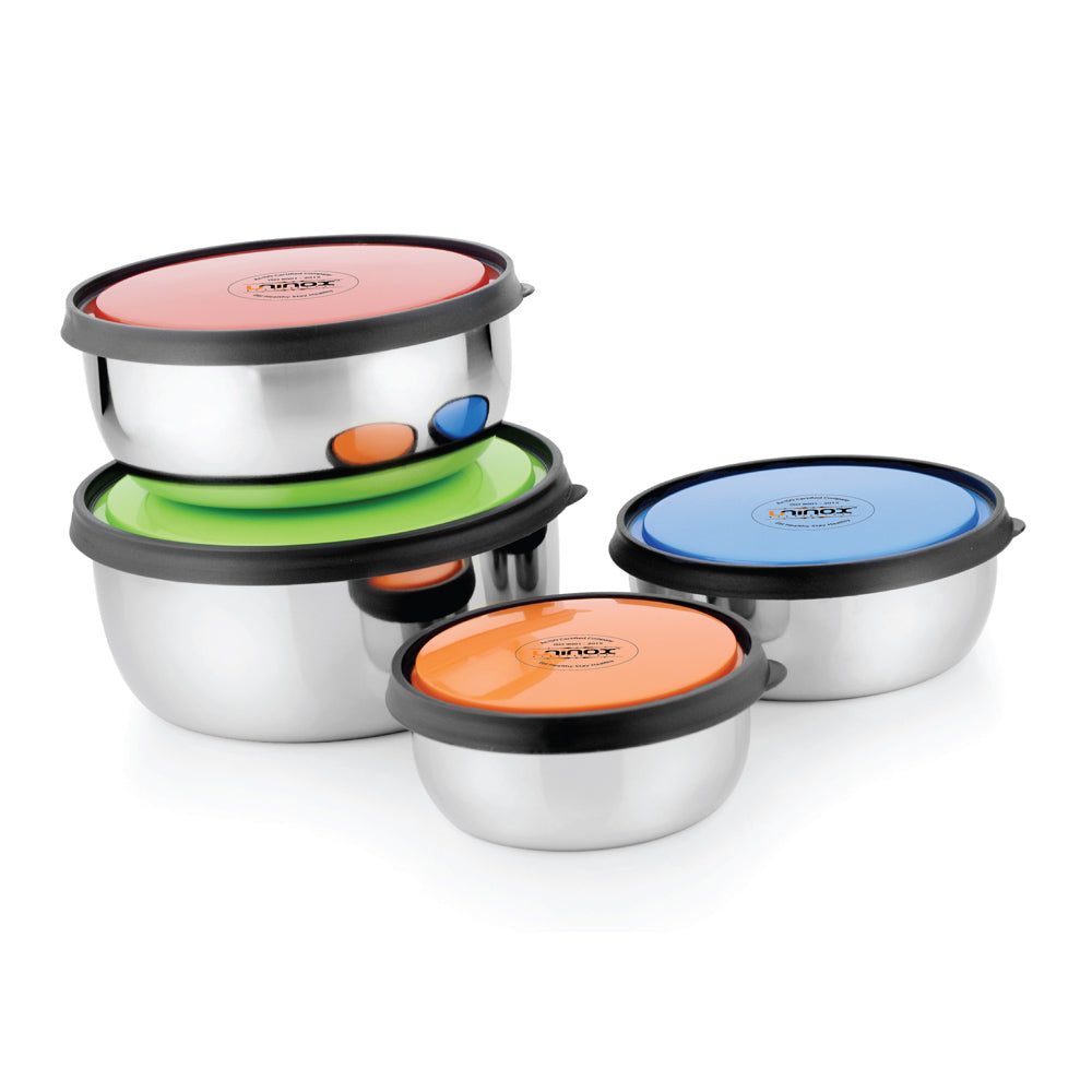 Double Mould Bowl Set of 4 with Lid