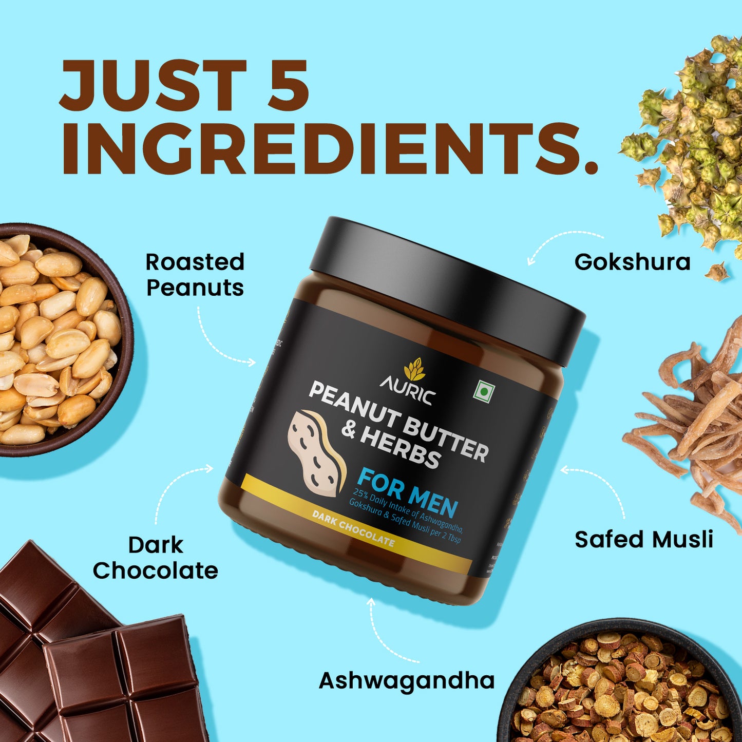 Peanut Butter for Men | Natural & Tasty | Made with Ayurvedic Herbs 400 Gram
