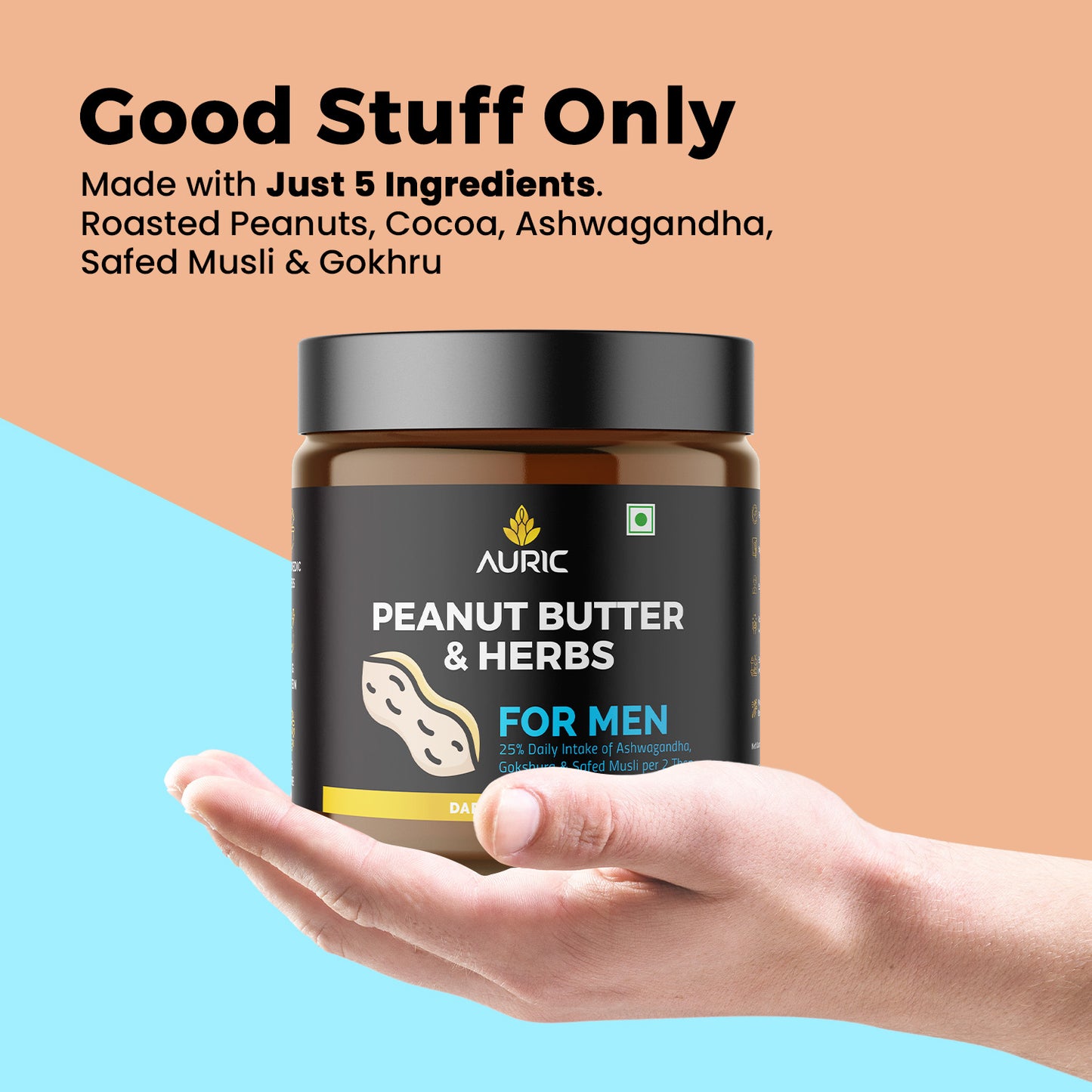 Peanut Butter for Men | Natural & Tasty | Made with Ayurvedic Herbs 400 Gram