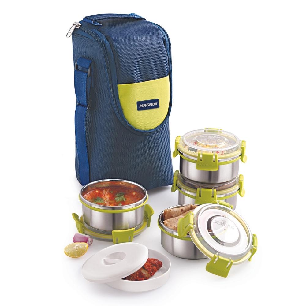 4 Airtight & Leakproof Stainless Steel Lunch Box with Bag