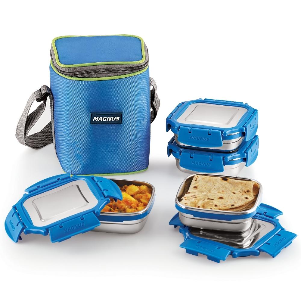 4 Airtight & Leakproof Stainless Steel Lunch Box with Bag