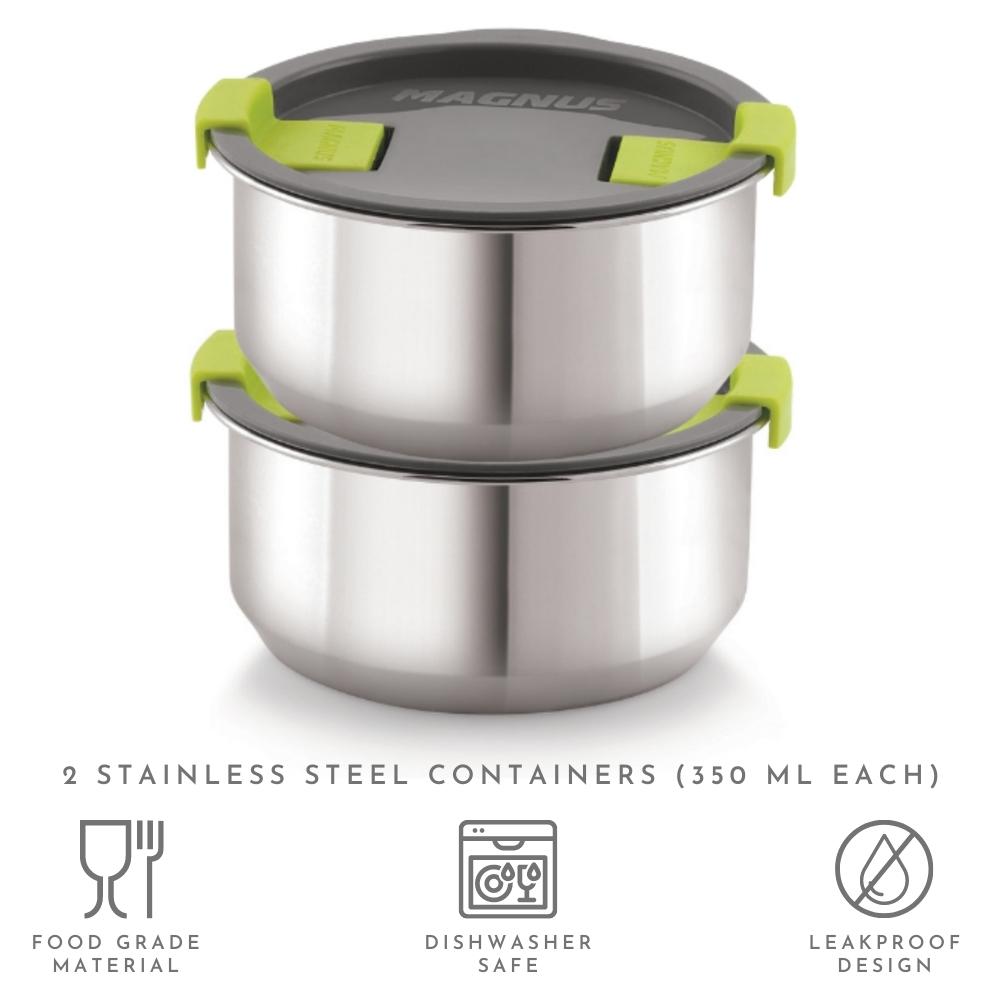 2 Airtight &  Leakproof Stainless Steel Lunch Box with Bag