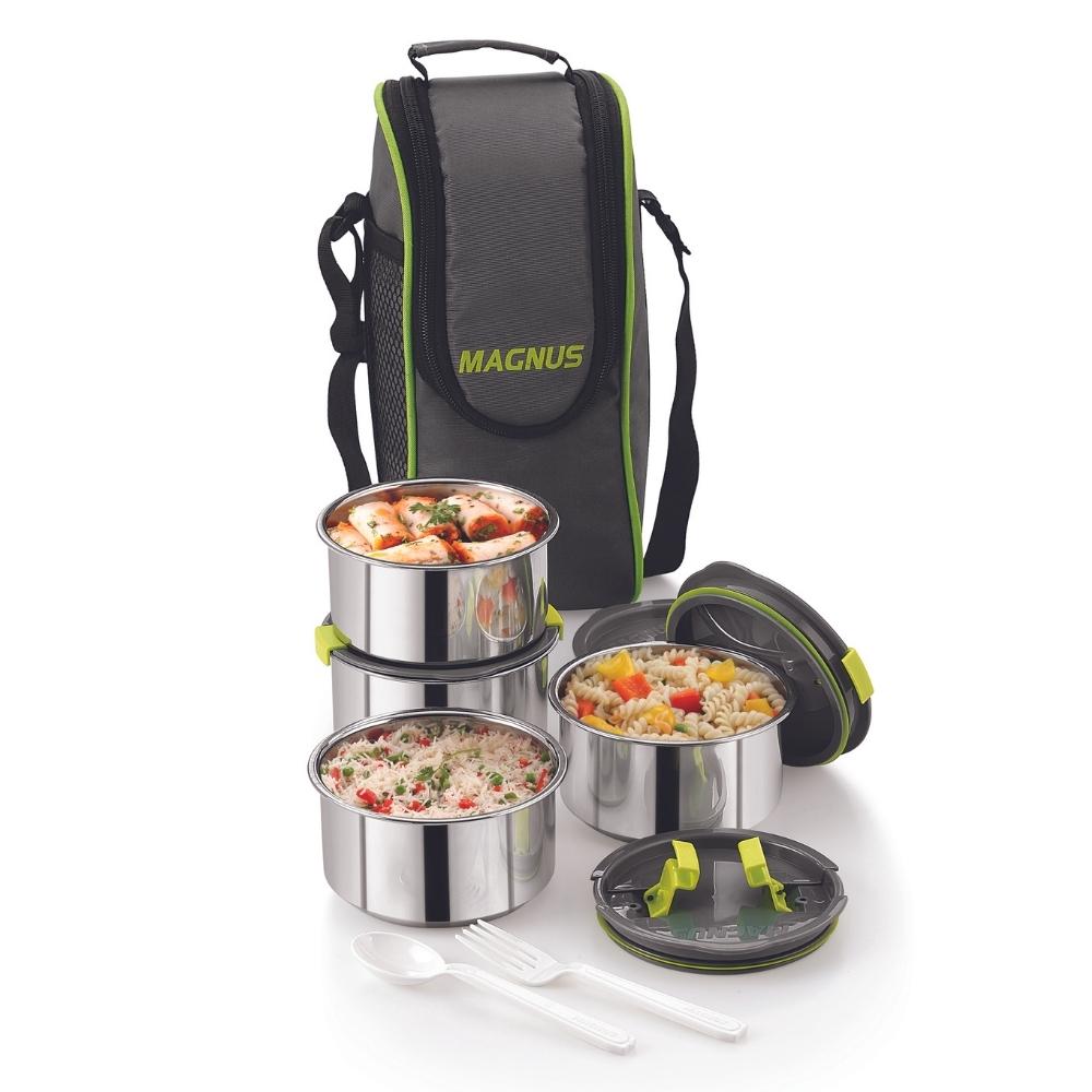 4 Airtight & Leakproof Stainless Steel Lunch Box with Bag
