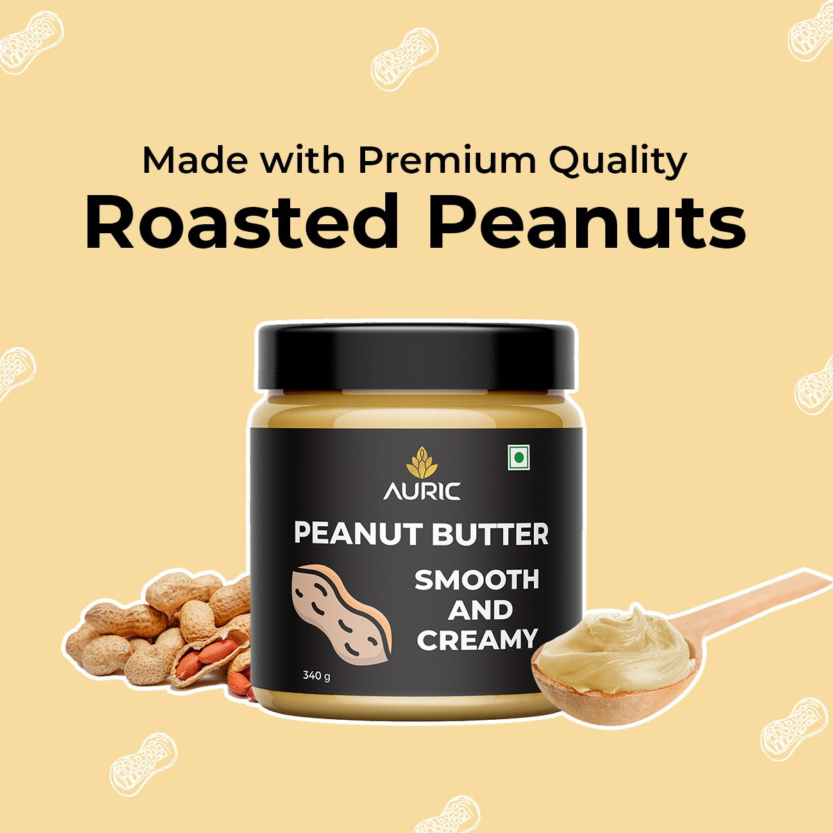 Peanut Butter Smooth & Creamy | High Protein Plant Based Peanut Butter | Roasted Peanuts | Gluten and Lactose-free | 340 g