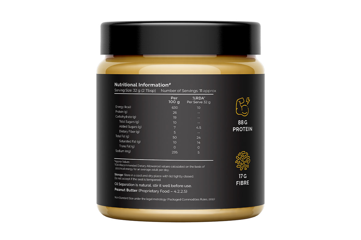 Peanut Butter Smooth & Creamy | High Protein Plant Based Peanut Butter | Roasted Peanuts | Gluten and Lactose-free | 340 g