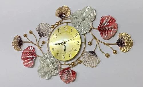 Flower Design Metal Wall Clock
