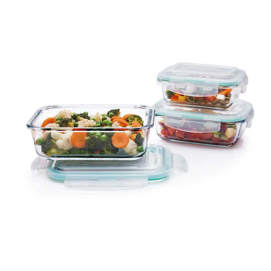 Lock `N` Store Glass Containers Rectangular (Set/3)