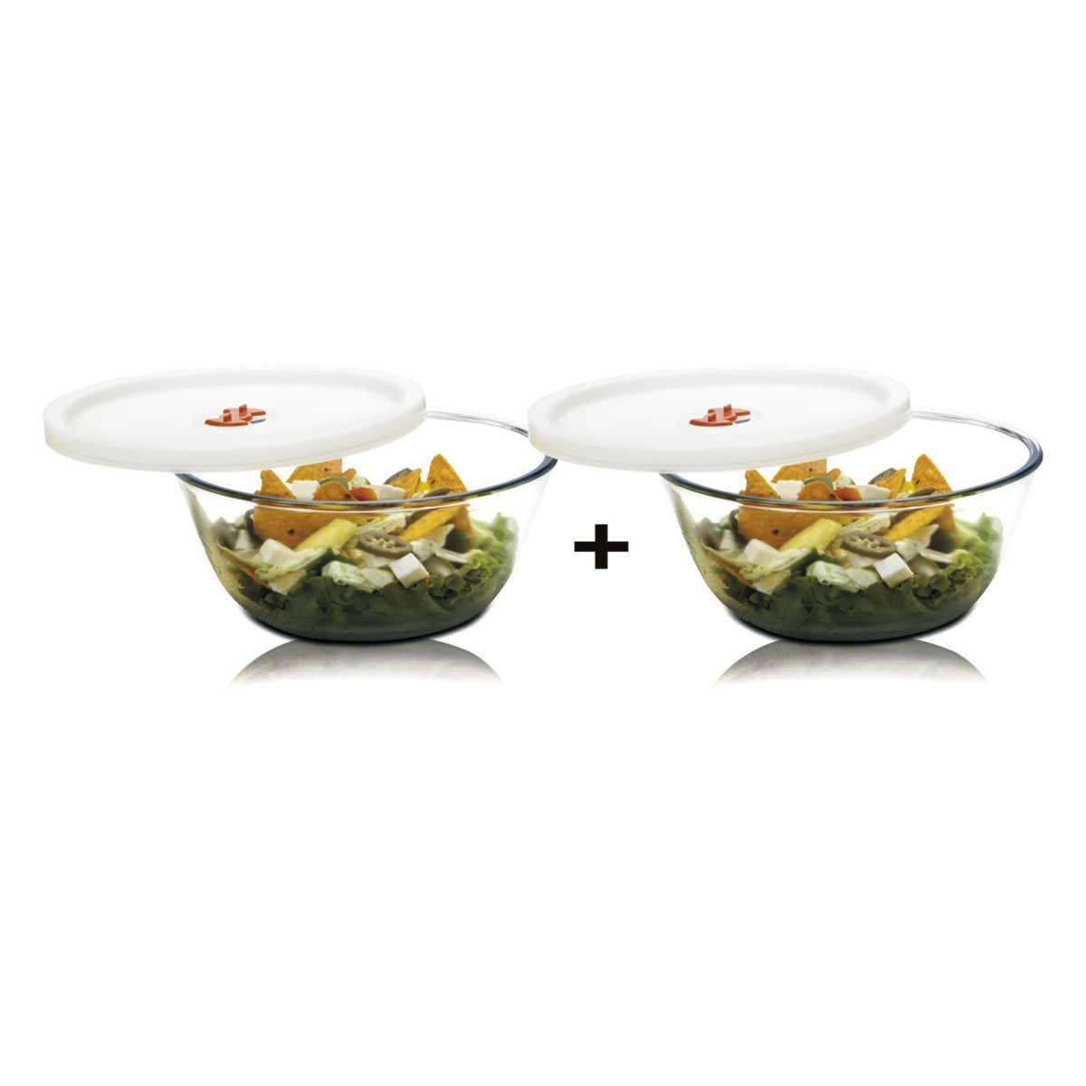 Mixing Bowls Combo 1000 Ml.+1000 Ml. (Borosilicate Glass With Lid)