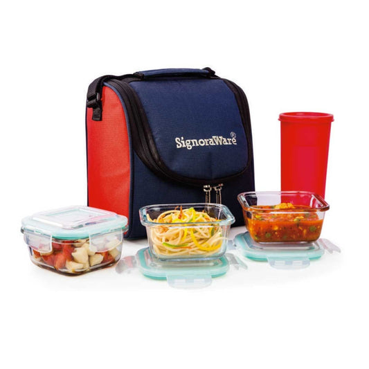 Glass Lunch Box Set Of 4 Containers + Bag